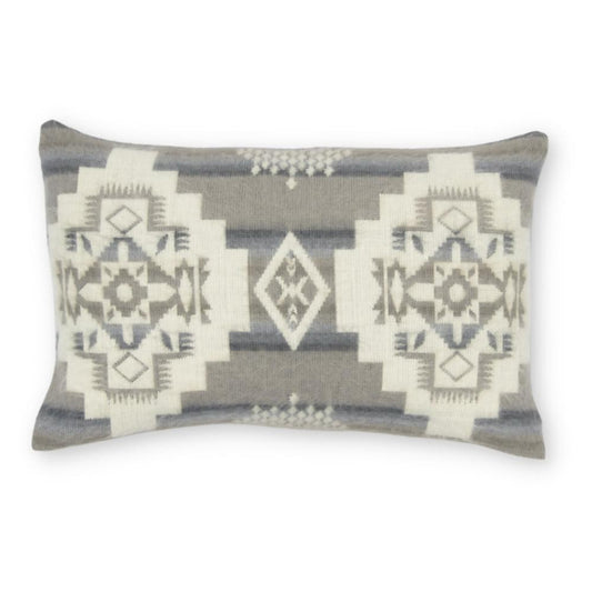 14" X 20" Gray and White Southwestern Acrylic Throw Pillow Cover