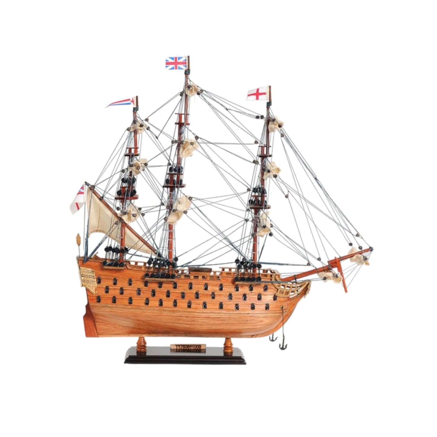 18" Wood Brown HMS Victory Hand Painted Decorative Boat
