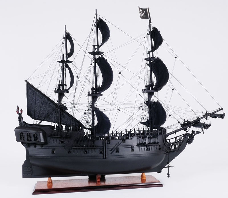 29" Black Black Pearl Pirate Boat Hand Painted Decorative Boat