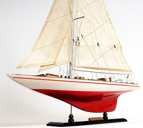 32" Red and White Endeavour Yacht Painted Boat Hand Painted Decorative Boat