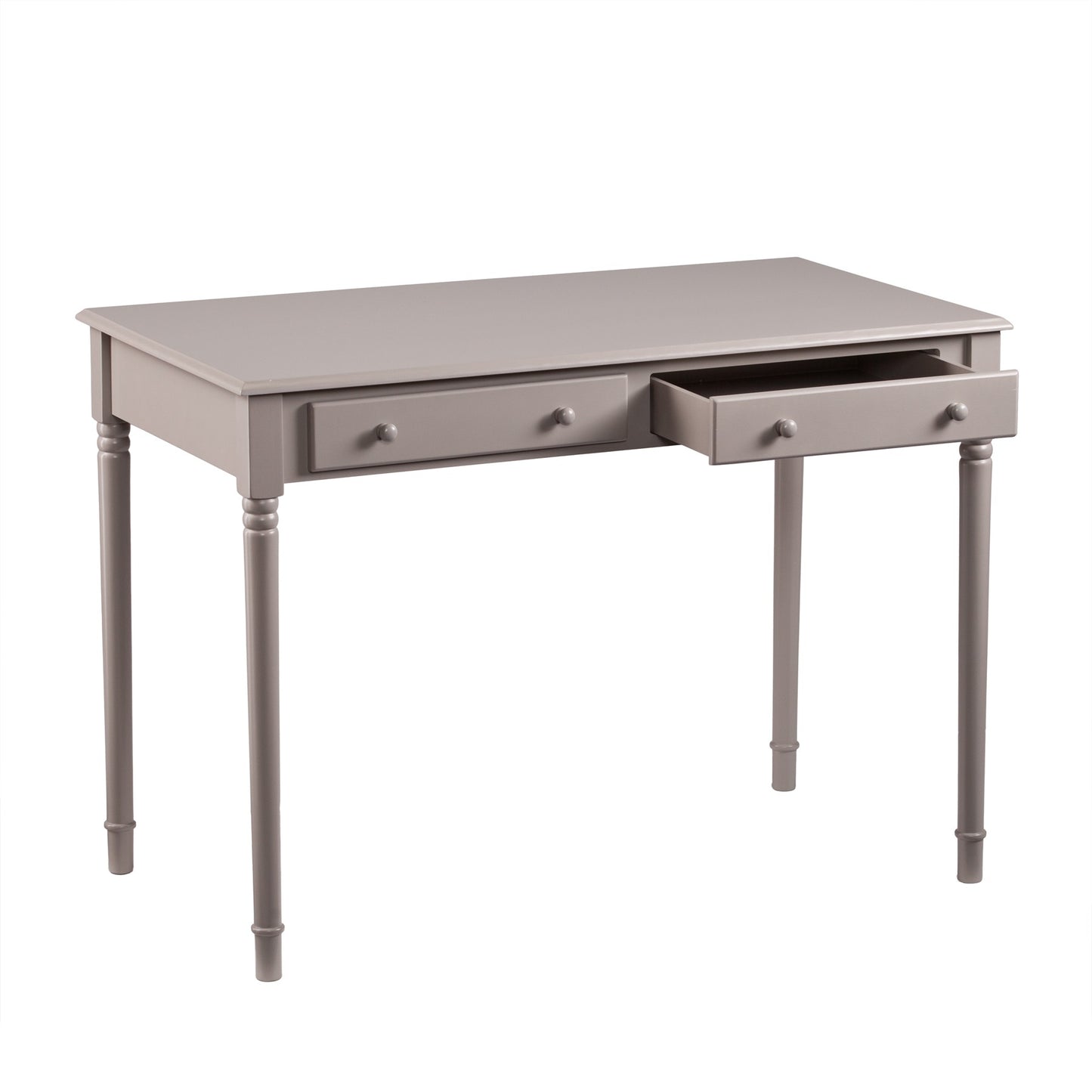 43" Gray Solid Wood Writing Desk With Two Drawers