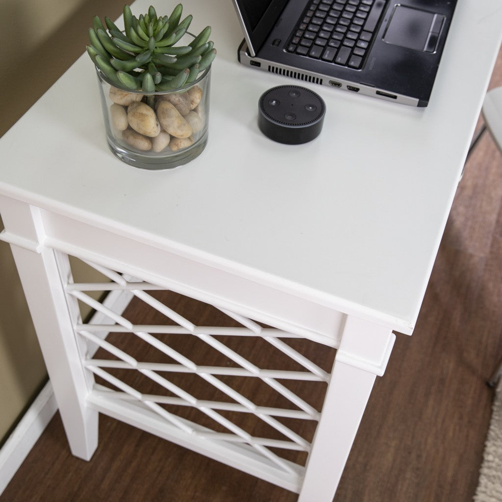 43" White Writing Desk With Two Drawers