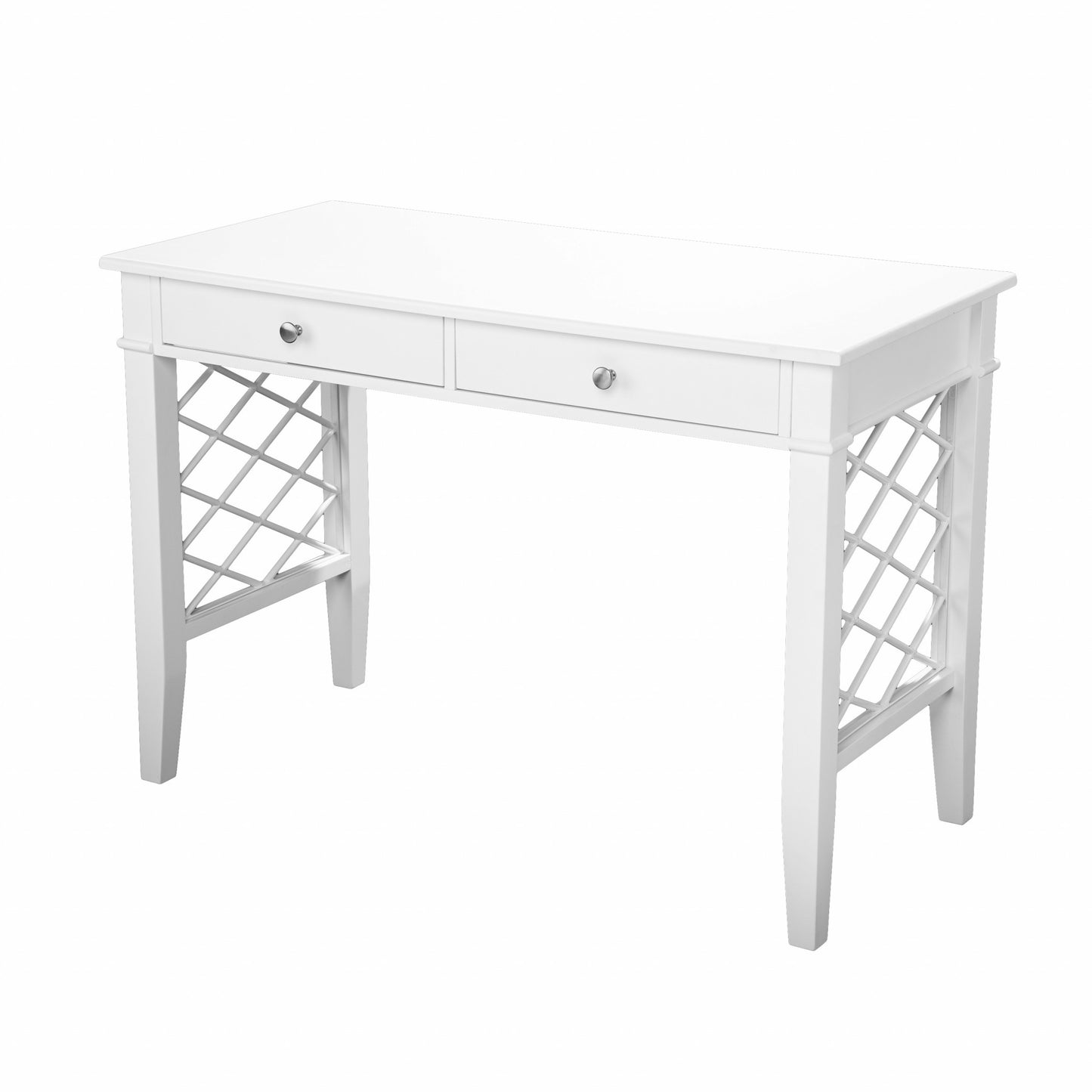 43" White Writing Desk With Two Drawers