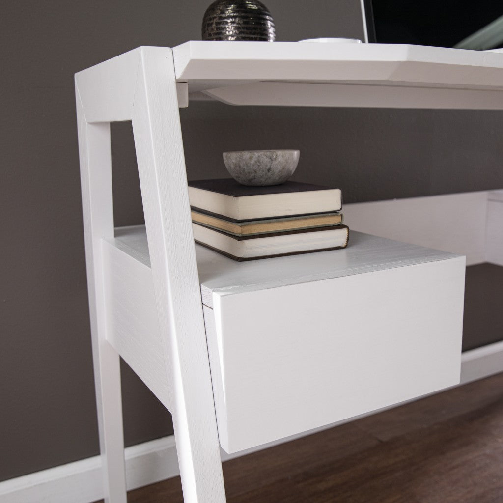 48" White Writing Desk With Two Drawers