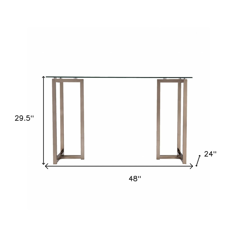 48" Clear and Champagne Glass Writing Desk