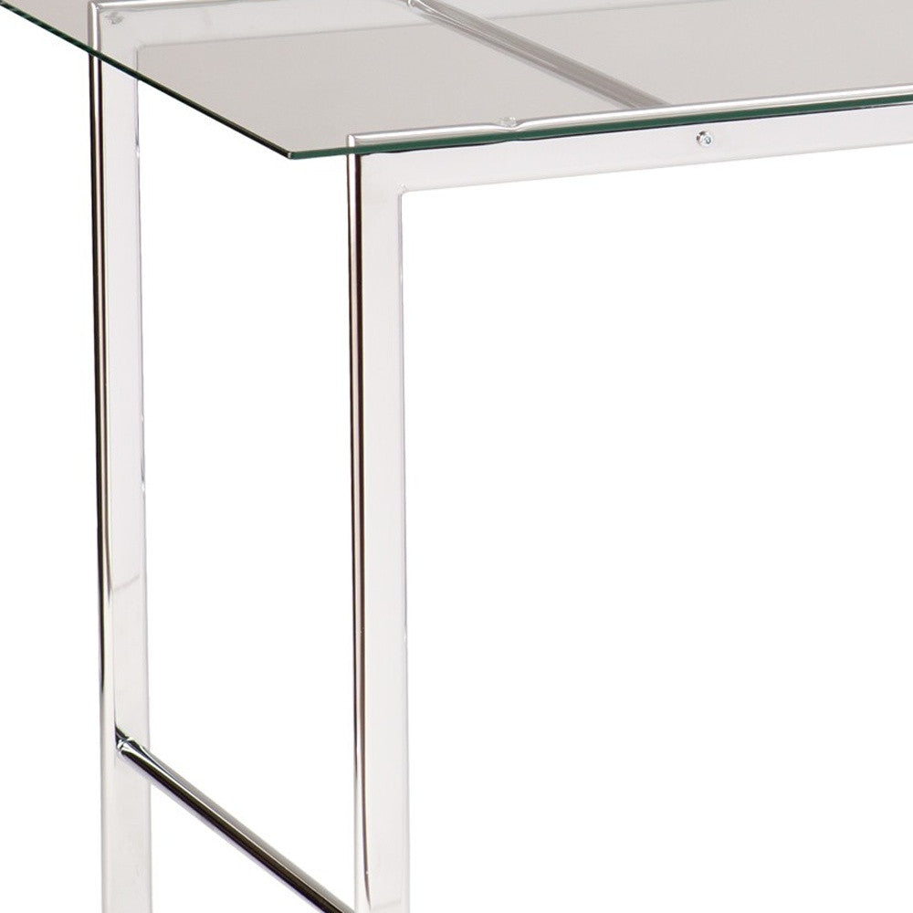 Clear and Chrome Glass Writing Desk