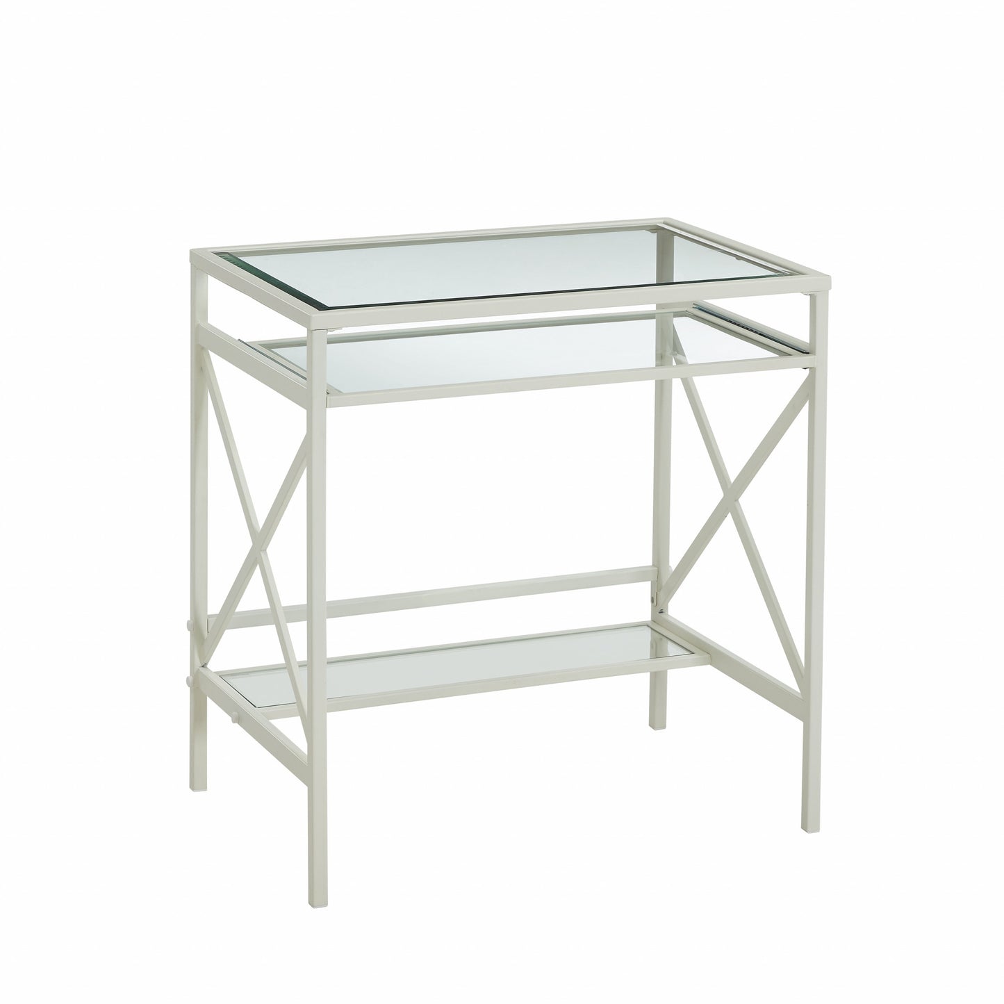 29" Clear And White Glass Writing Desk
