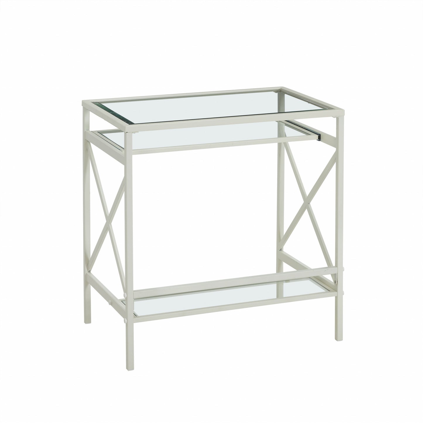 29" Clear And White Glass Writing Desk