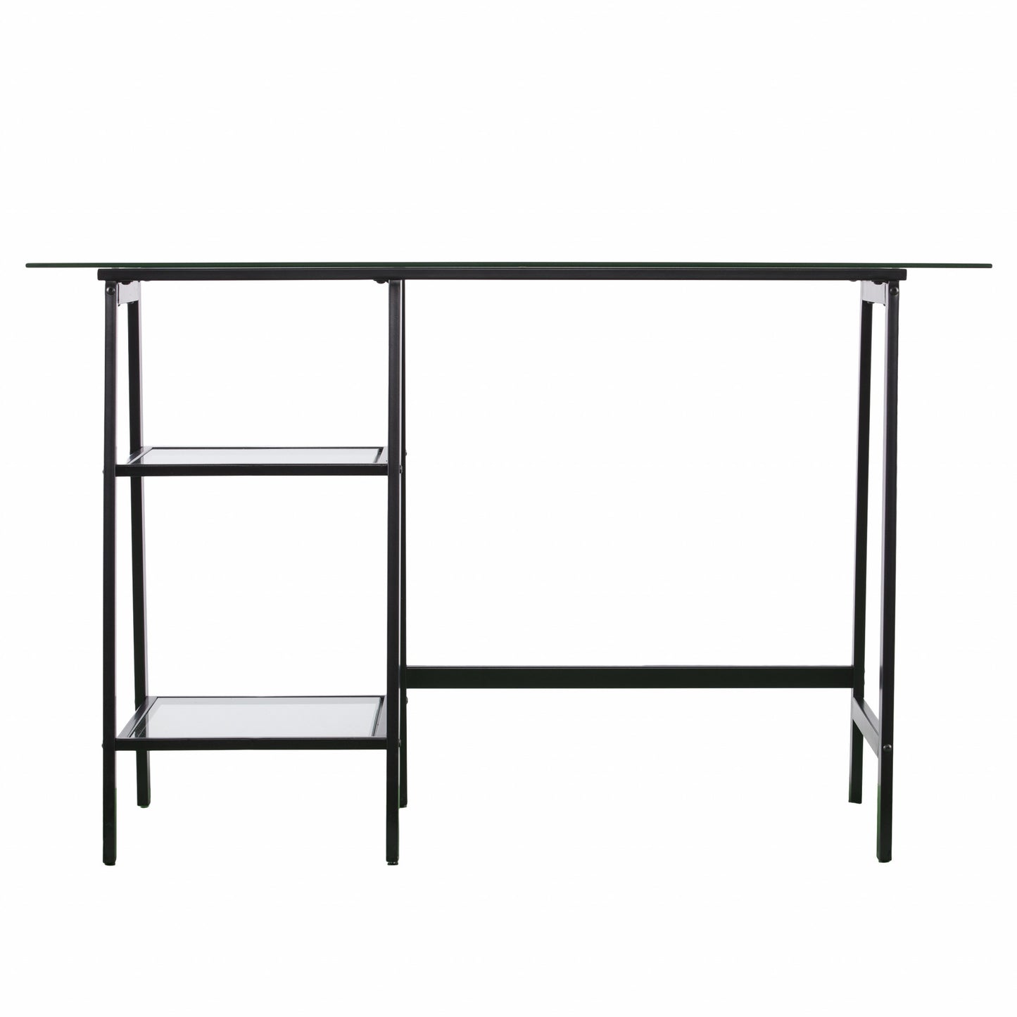 46" Clear and Black Glass Writing Desk