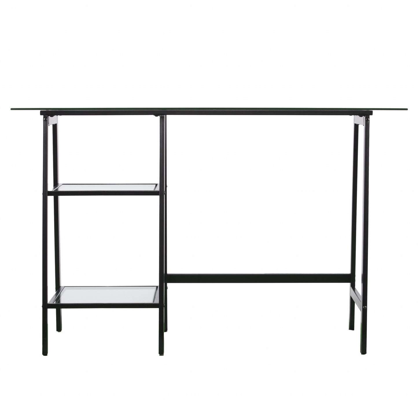 46" Clear And Black Glass Writing Desk