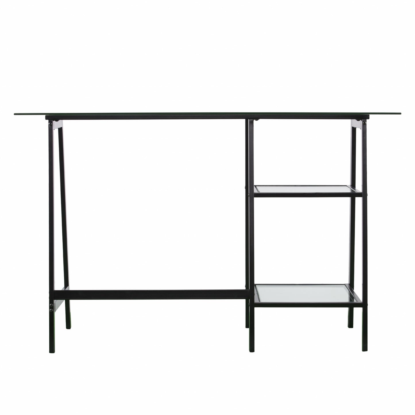 46" Clear And Black Glass Writing Desk