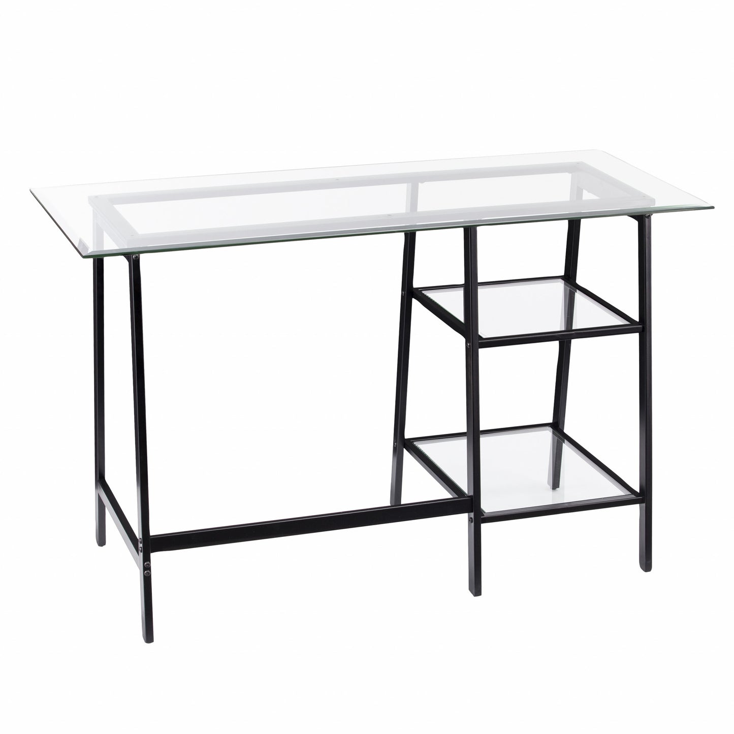 46" Clear And Black Glass Writing Desk