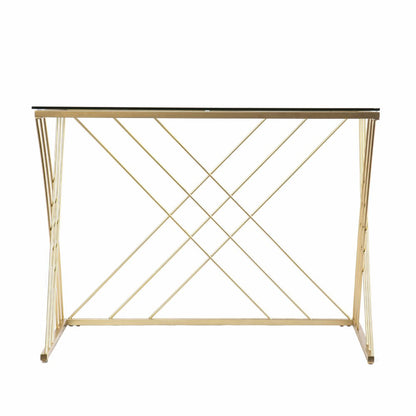 40" Clear and Gold Glass Writing Desk