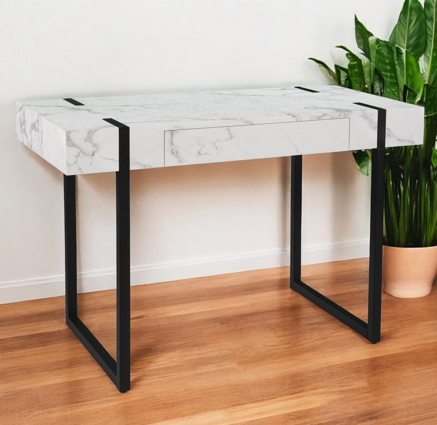 45" White and Black Writing Desk