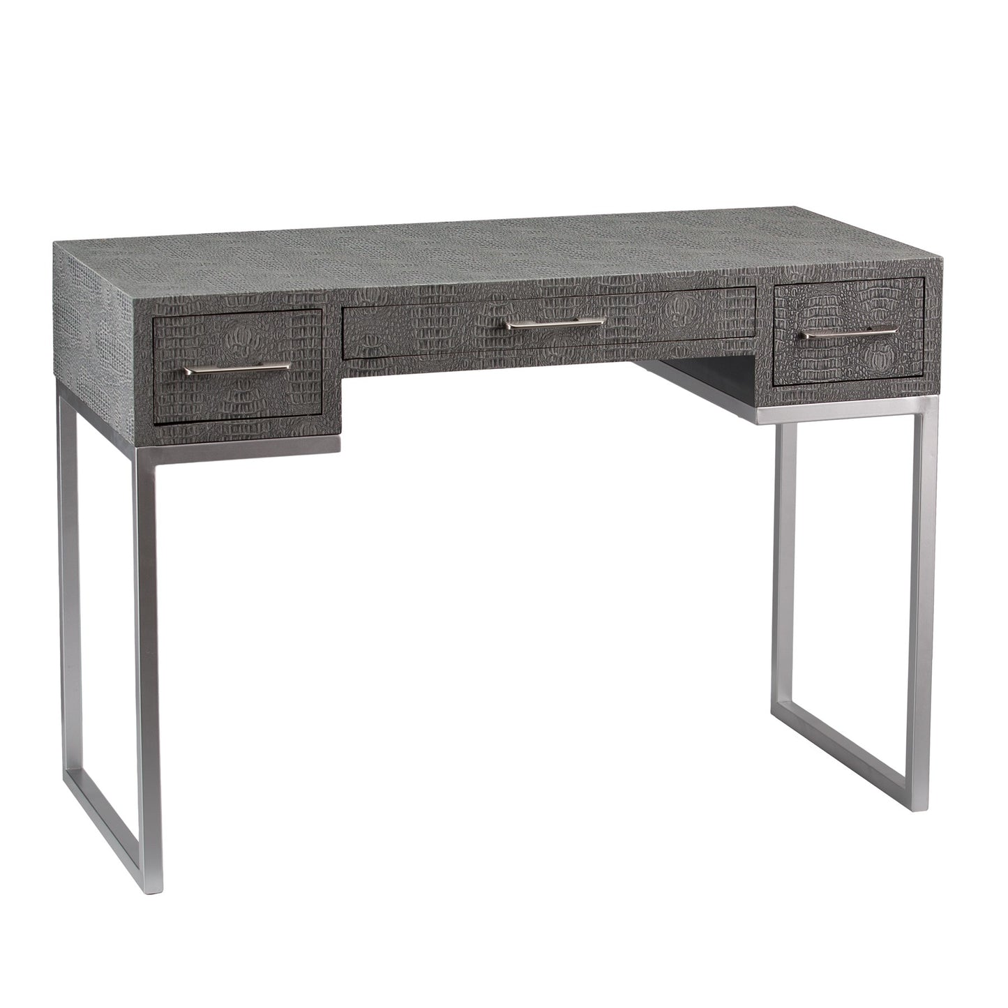 Modern Gray and Silver Faux Snakeskin Desk