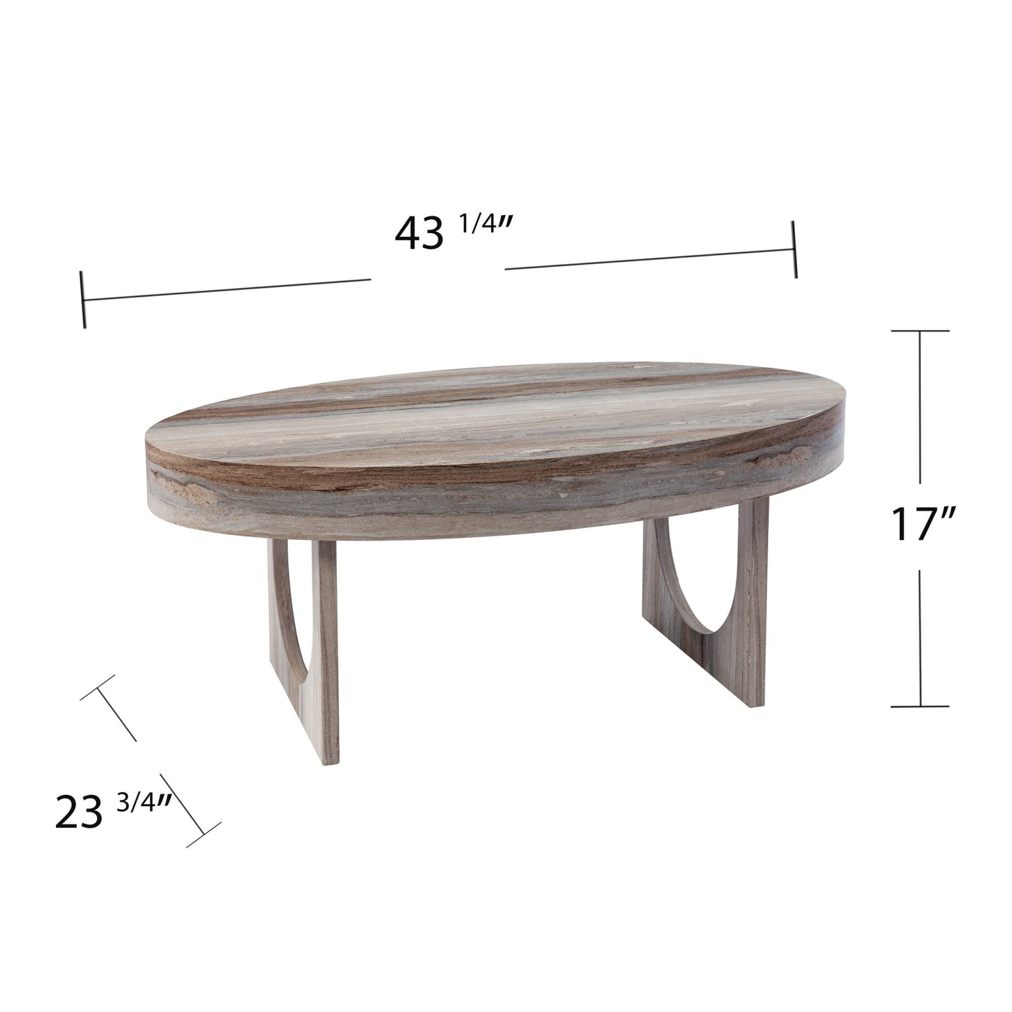 43" Brown Solid Manufactured Wood Oval Coffee Table