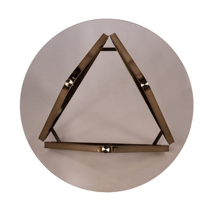 31" Smoky Black and Gold Glass and Metal Round Coffee Table