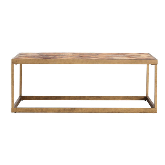 48" Natural And Natural Brown Solid Wood And Metal Rectangular Coffee Table