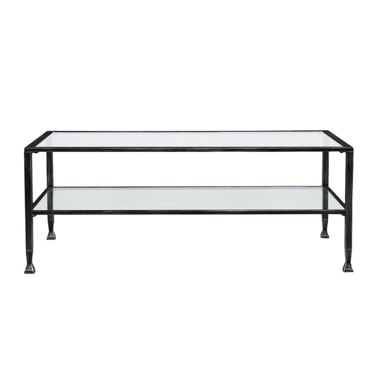 48" Black Glass And Metal Rectangular Coffee Table