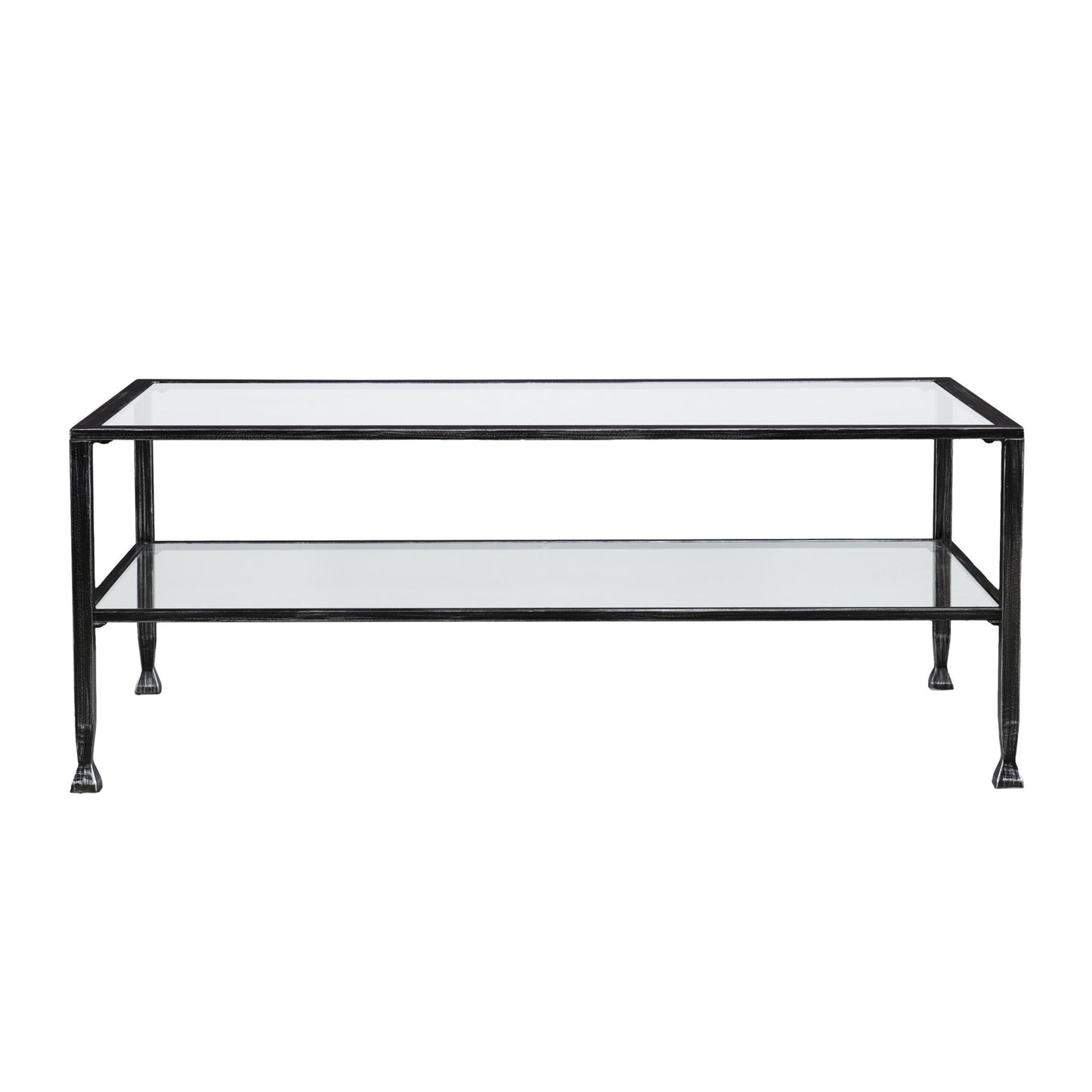 48" Black Glass And Metal Rectangular Coffee Table