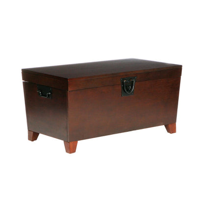 39" Brown Wood With Iron Trunk Coffee Table