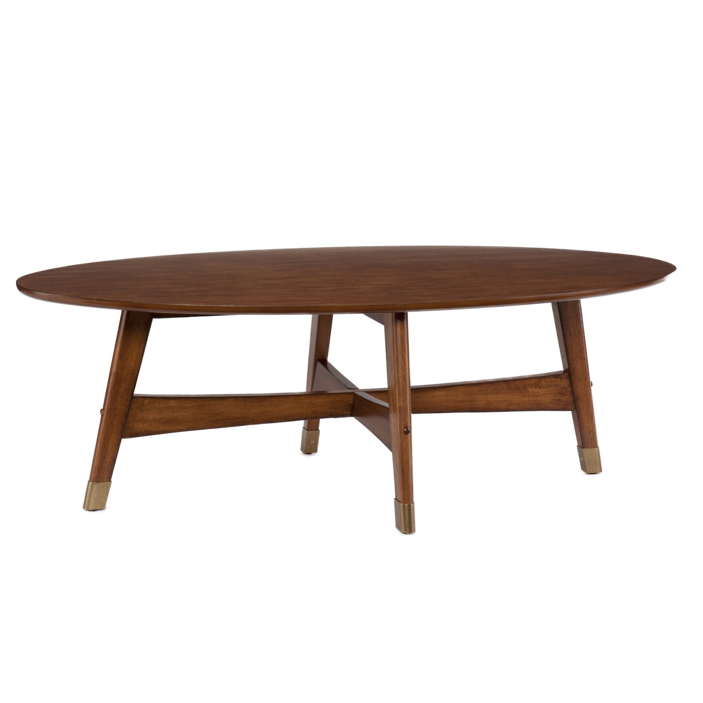 52" Brown Solid Wood And Metal Rectangular Coffee Table