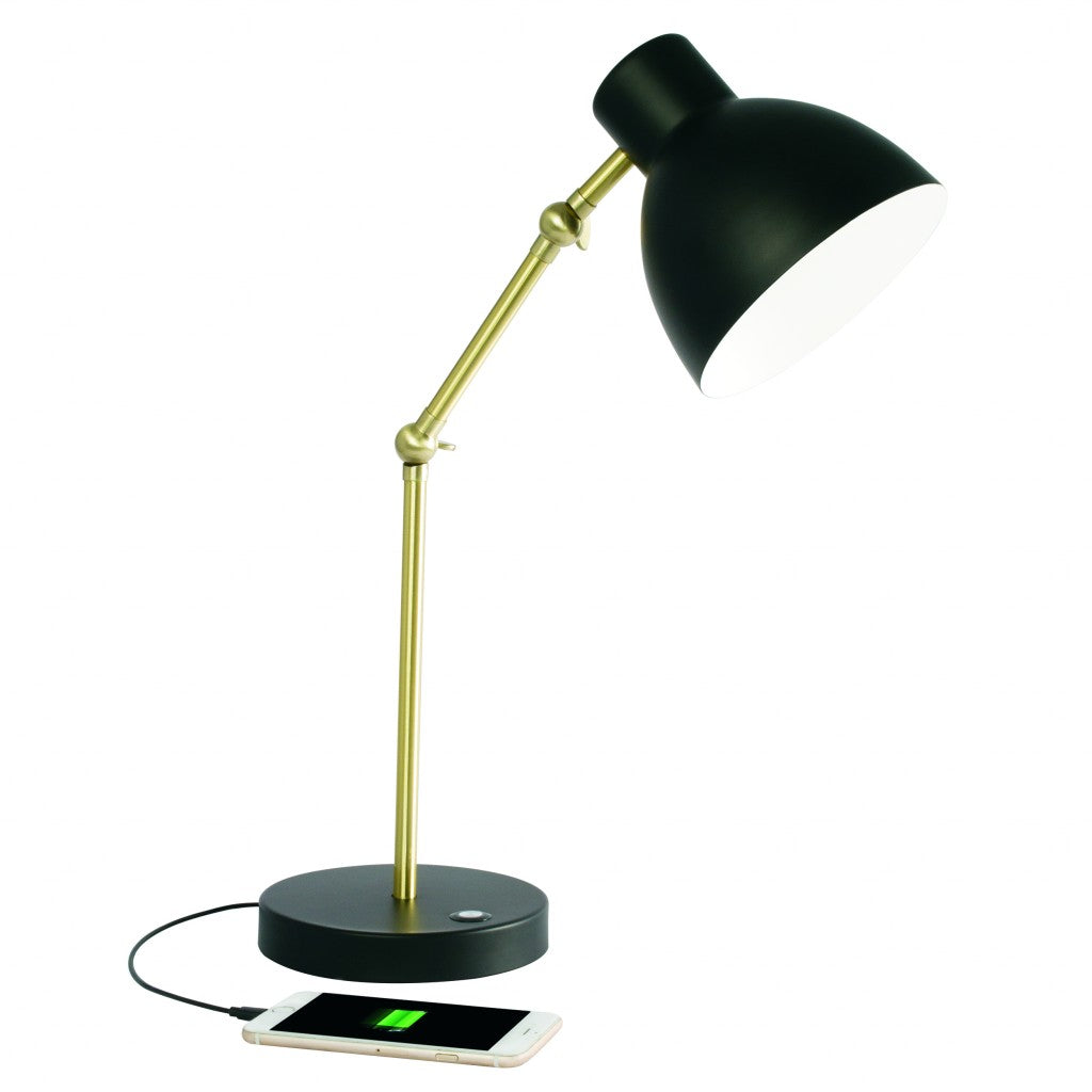 Matte Black and Gold Mod LED Adjustable Desk Lamp