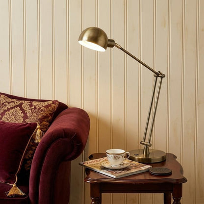 18" Antiqued Bronze Adjustable Swing Arm Desk Lamp USB With Antiqued Bronze Shade