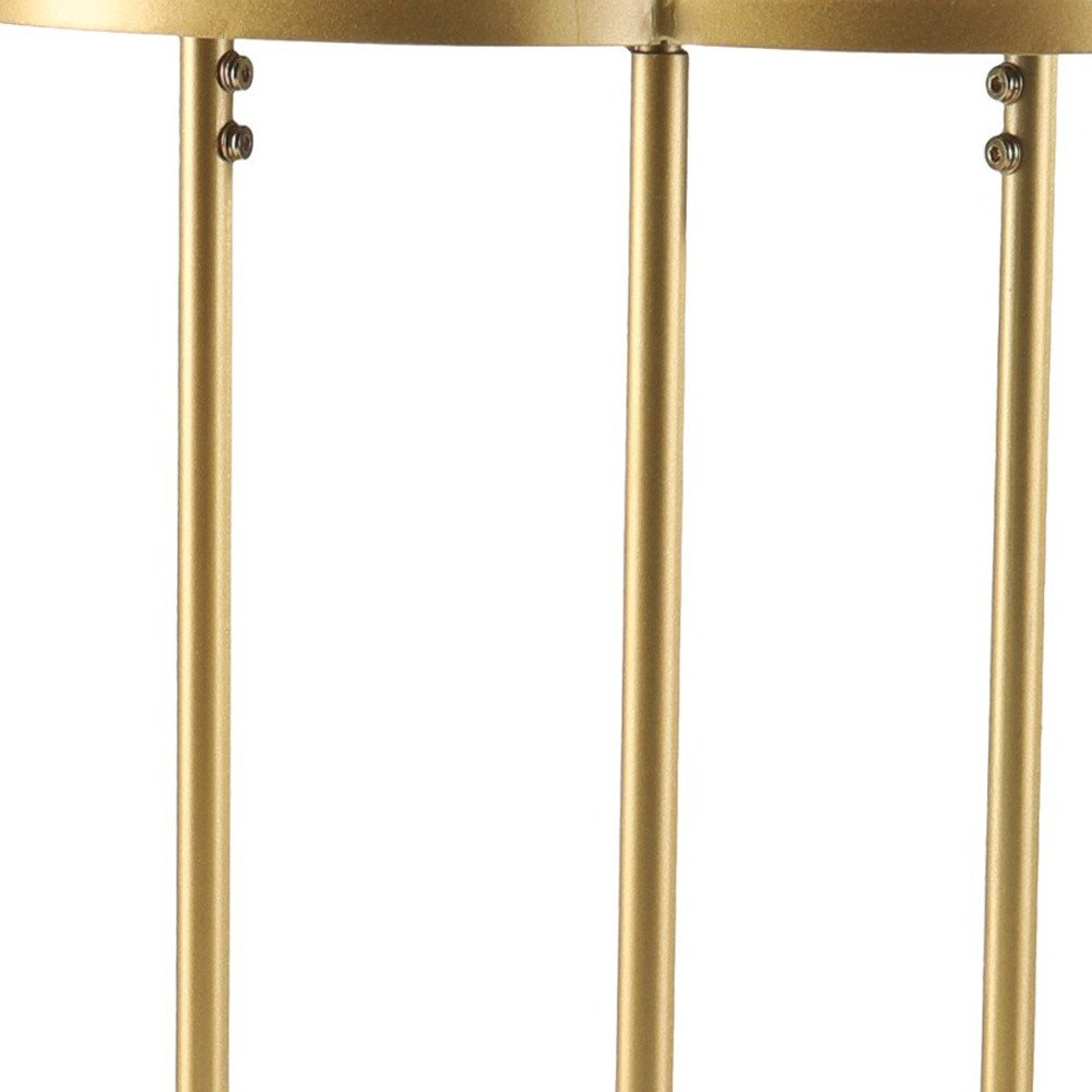 22" Gold Mirrored Glass Three Circle End Table