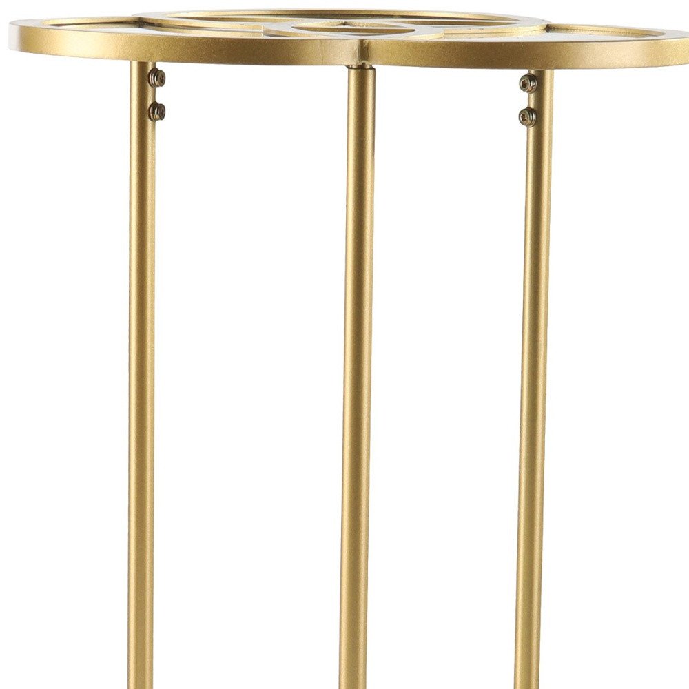 22" Gold Mirrored Glass Three Circle End Table