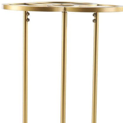 22" Gold Mirrored Glass Three Circle End Table