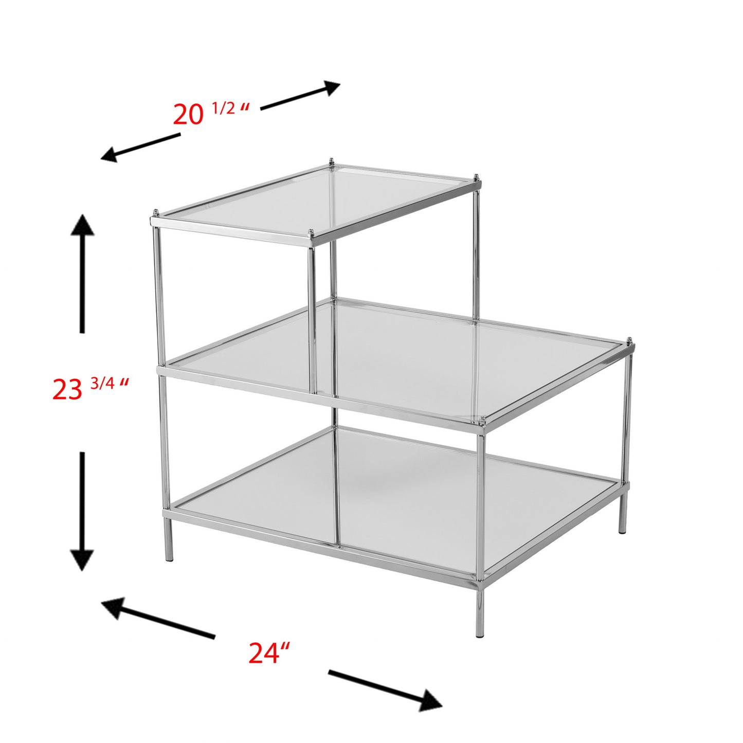 24" Silver And Clear Glass Mirrored End Table