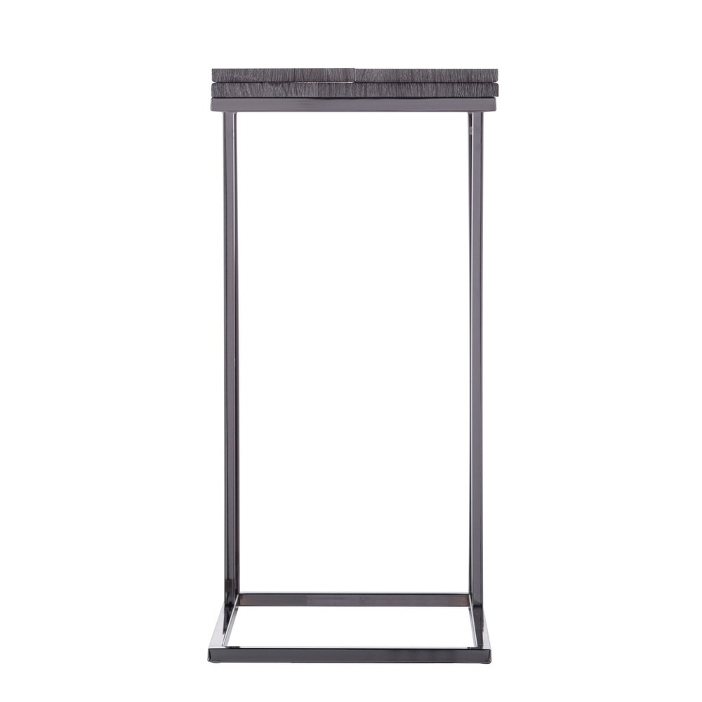 25" Gray And Silver Wood And Iron Frame End Table