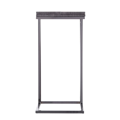 25" Gray And Silver Wood And Iron Frame End Table