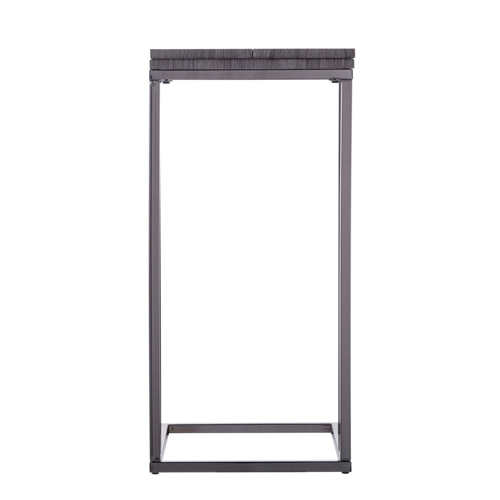 25" Gray And Silver Wood And Iron Frame End Table