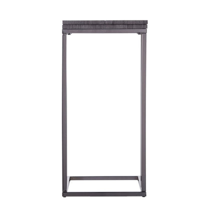 25" Gray And Silver Wood And Iron Frame End Table