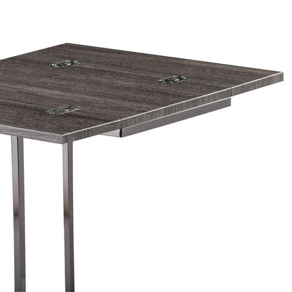 25" Gray And Silver Wood And Iron Frame End Table