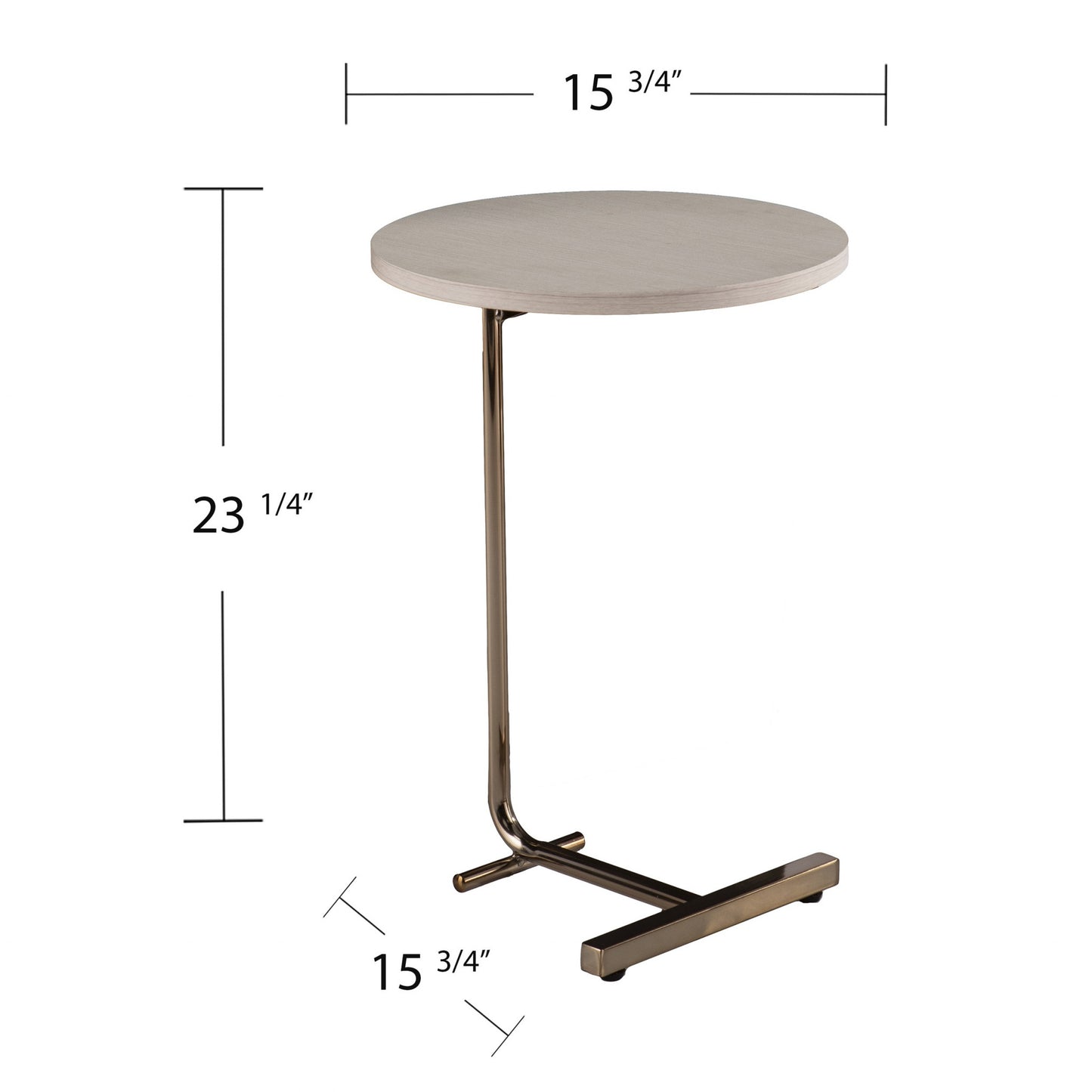 23" Gold And White Round End Table