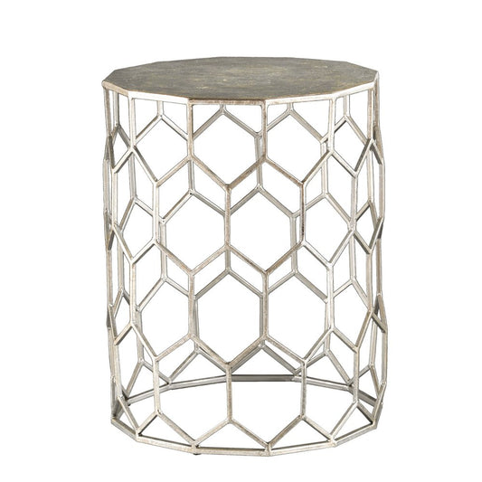 18" Gold Iron Hexagonal Frame End Table