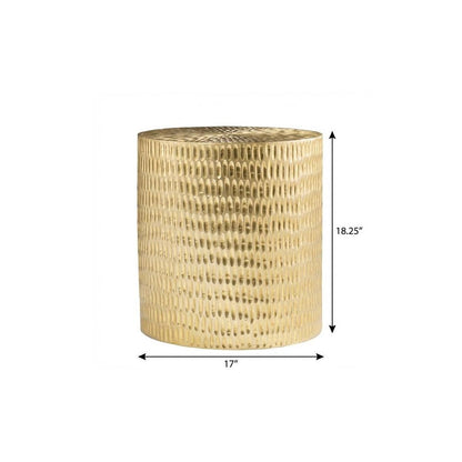 18" Gold Manufactured Wood And Solid Wood Round End Table