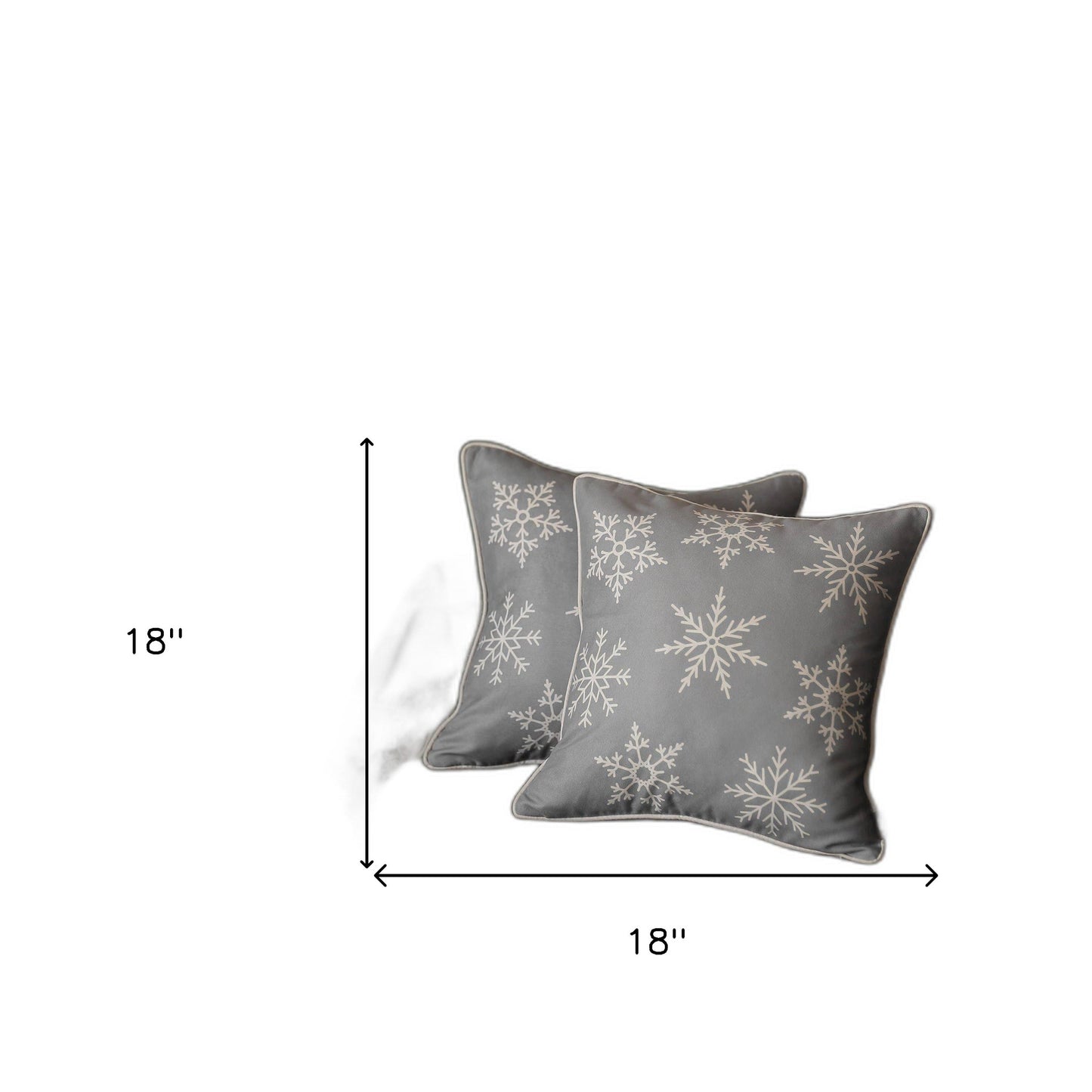 Set of 2 Gray and White Snowflakes Throw Pillows