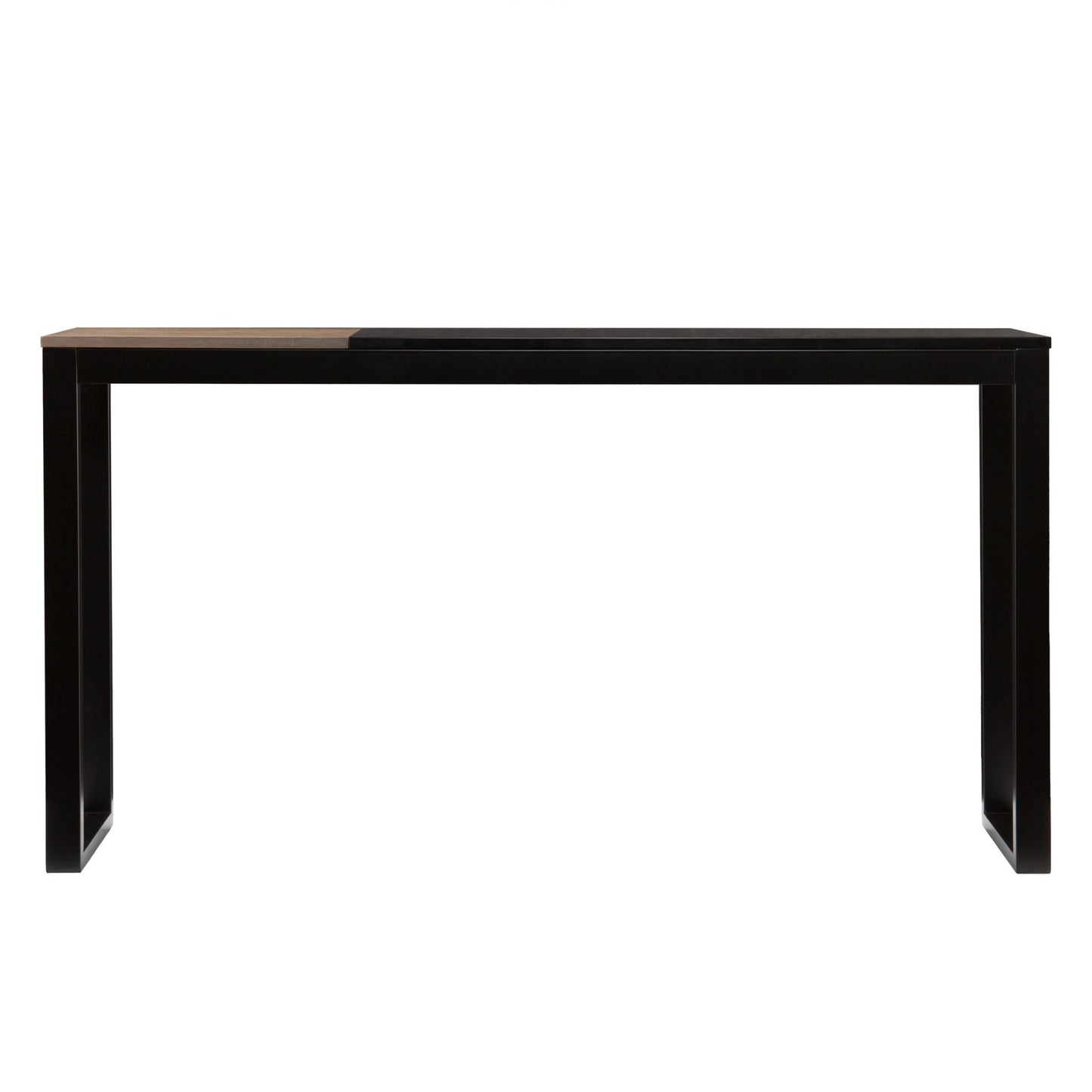 56" Natural and Black and Black Sled Console Table