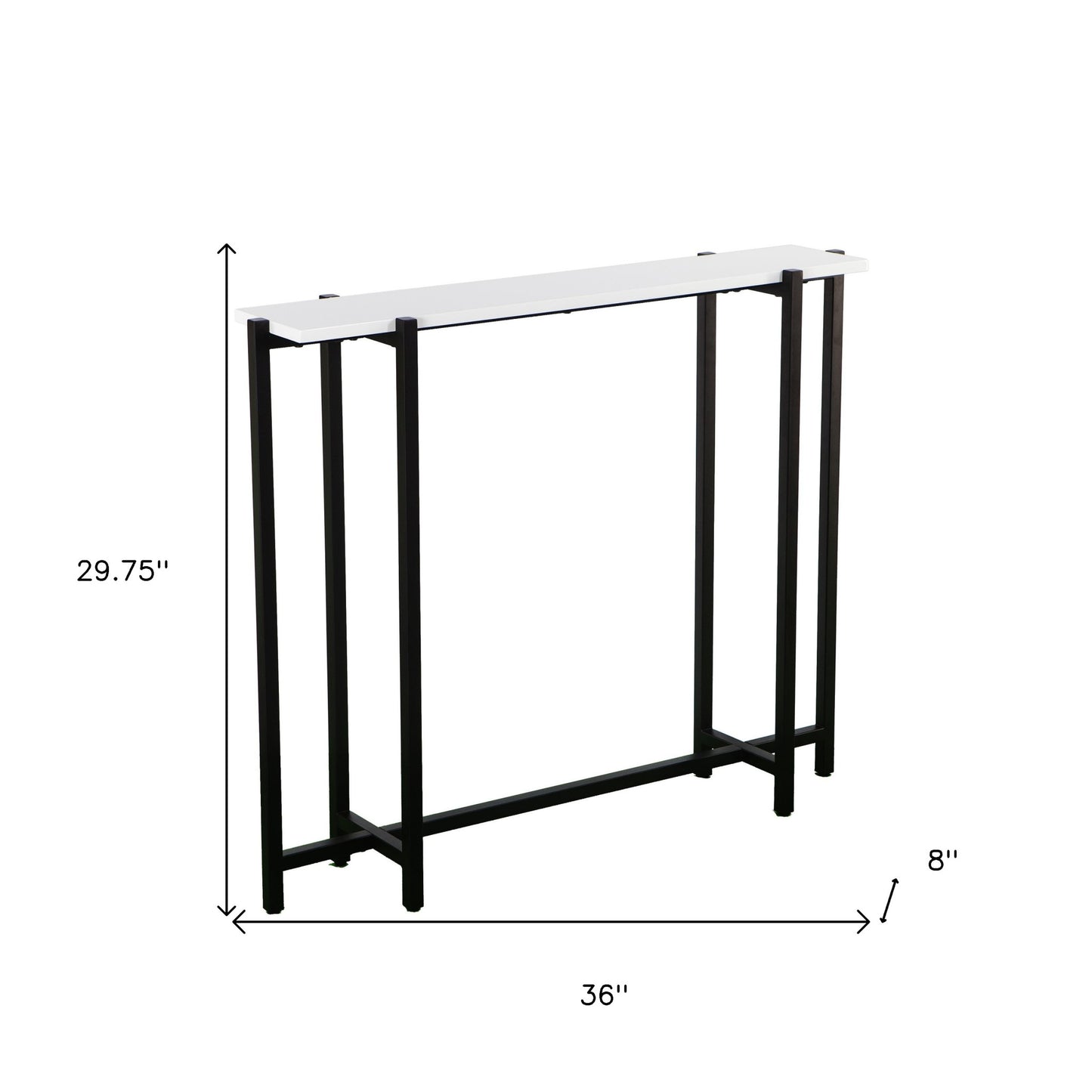 36" White and Black Frame Console Table