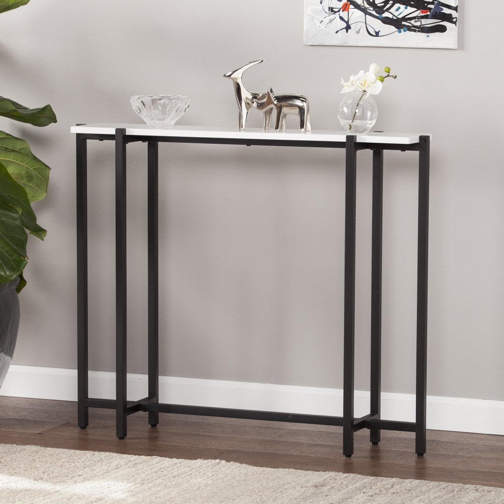 36" White and Black Frame Console Table