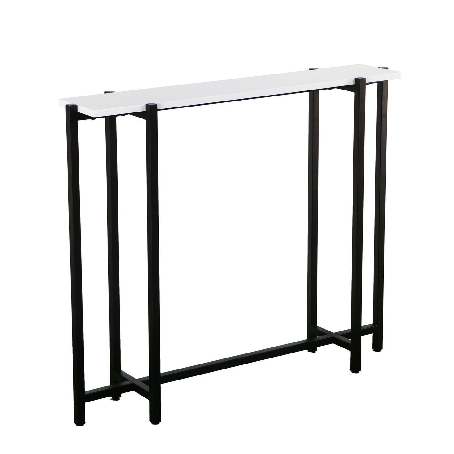 36" White and Black Frame Console Table