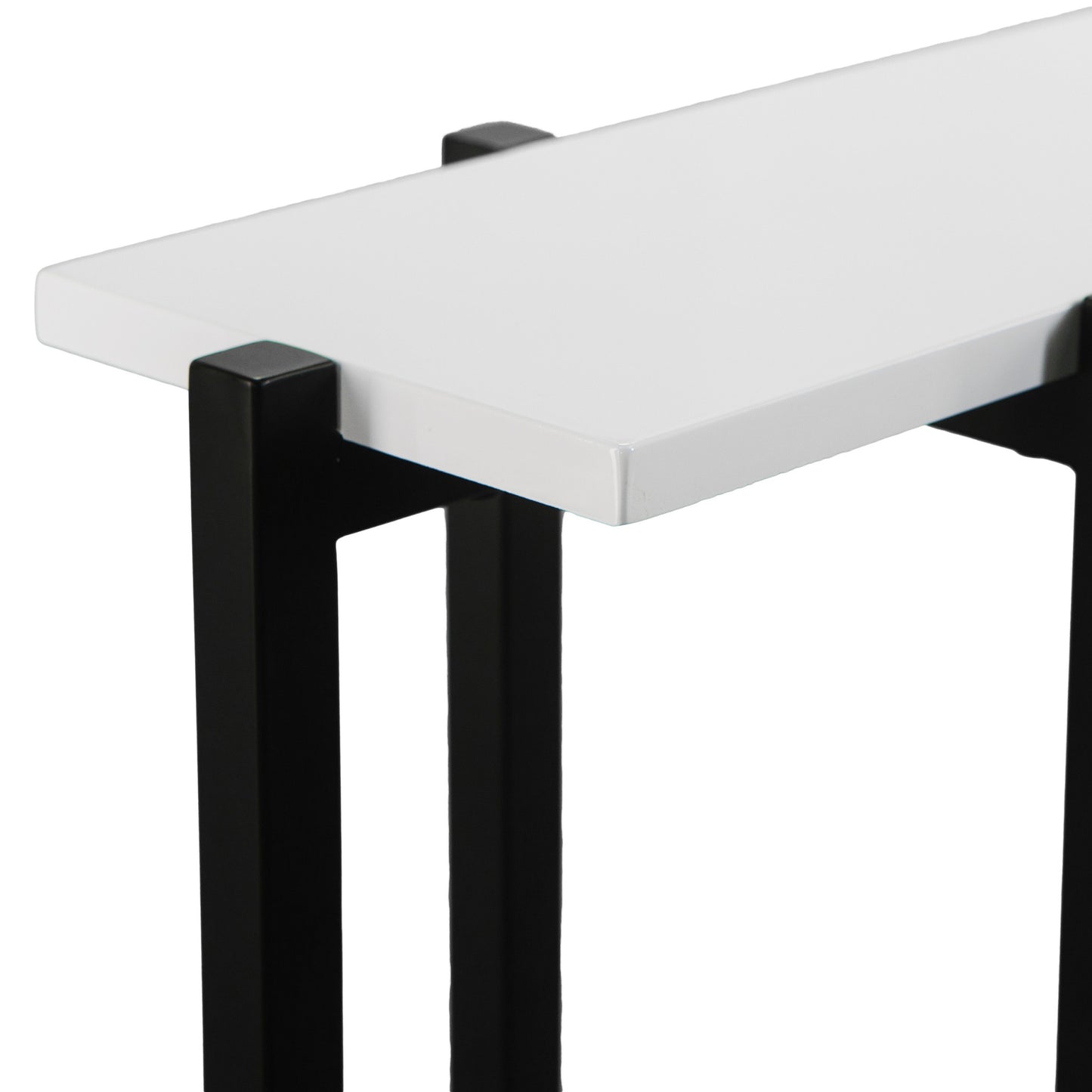 36" White and Black Frame Console Table