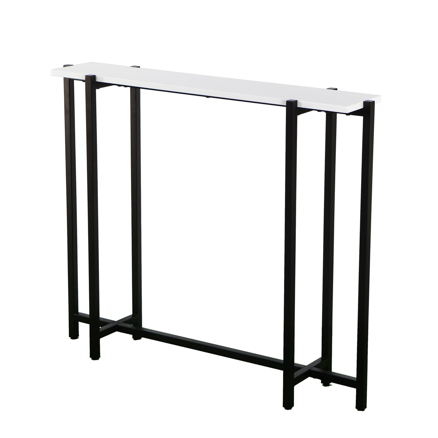 36" White and Black Frame Console Table