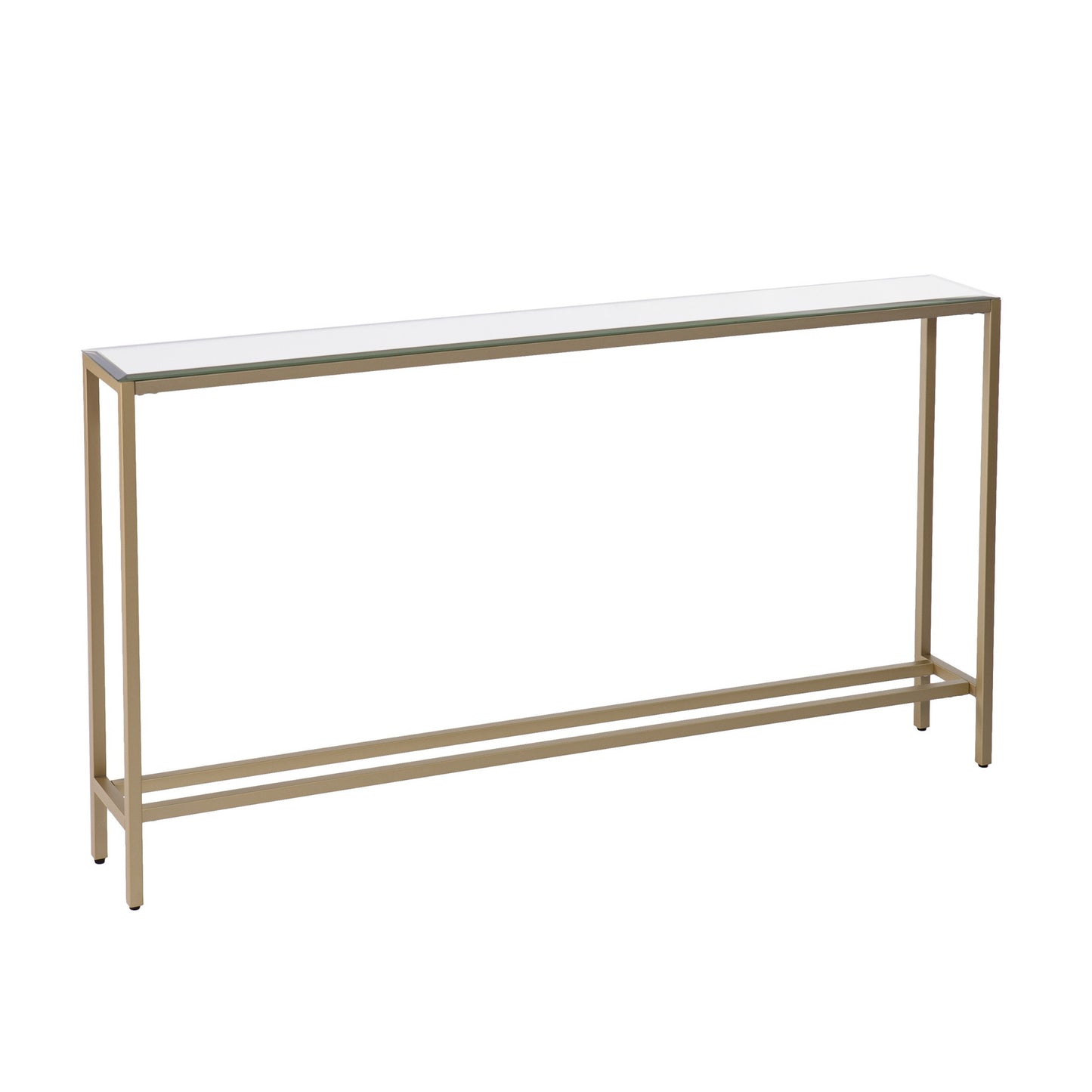 56" Silver and Gold Mirrored Glass Console Table