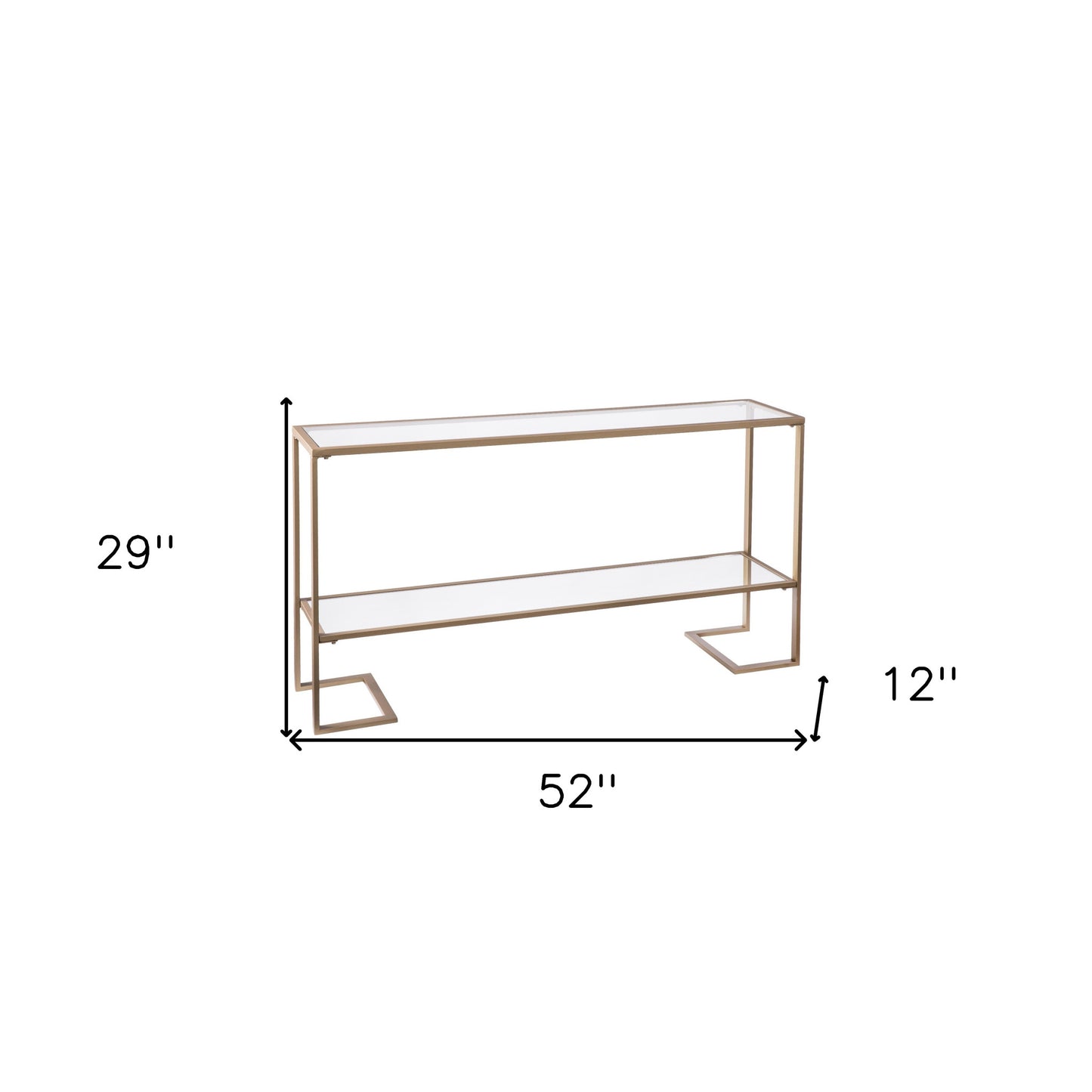 52" Clear and Gold Glass Mirrored Frame Console Table With Storage