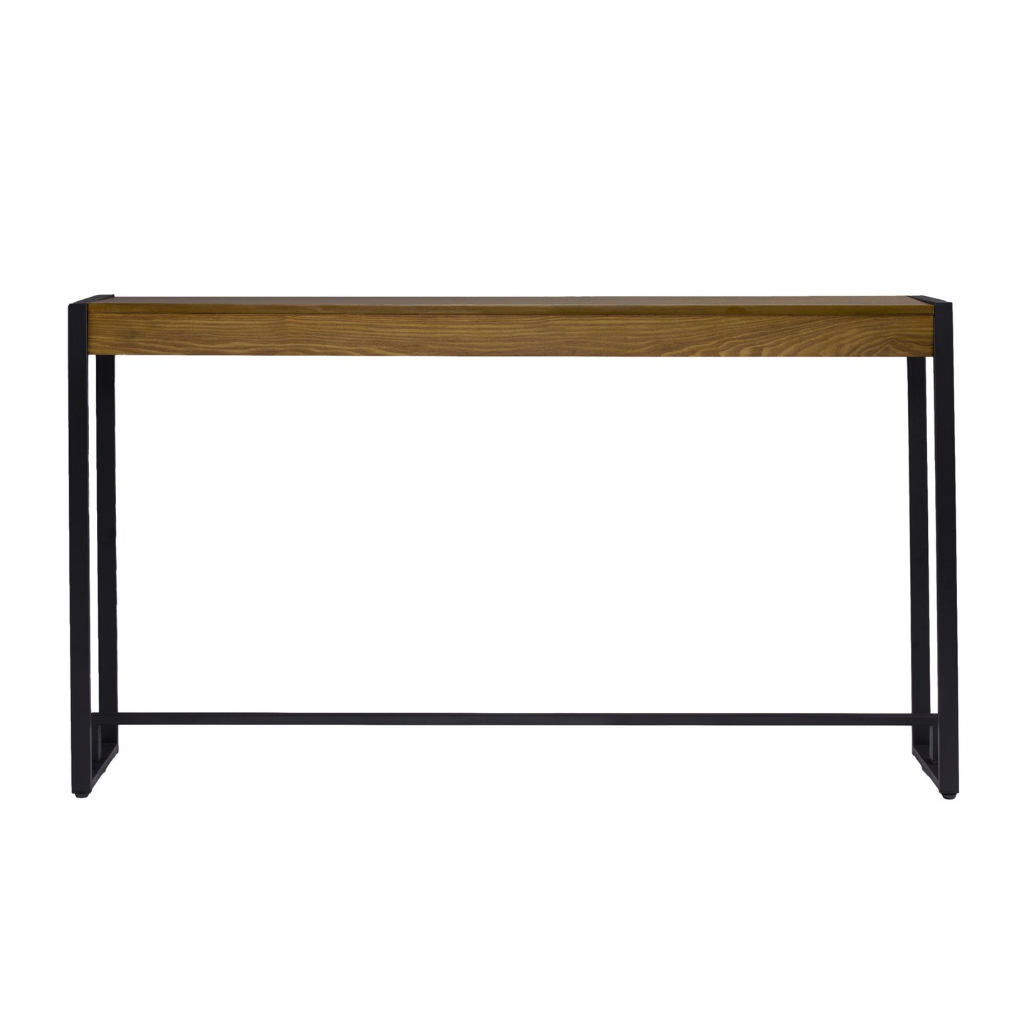 54" Gray Brown and Black Distressed Sled Console Table